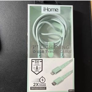 iHome usb-c to lightning cable 6ft in mint